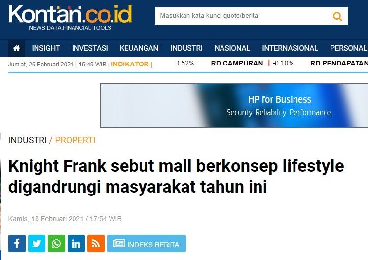 Knight Frank Sebut Mall Berkonsep Lifestyle Digandrungi Masyarakat Tahun Ini | KF Map – Digital Map for Property and Infrastructure in Indonesia